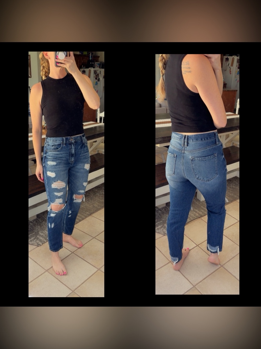 KanCan Larisa High Rise Distressed Mom Boyfriend Jean